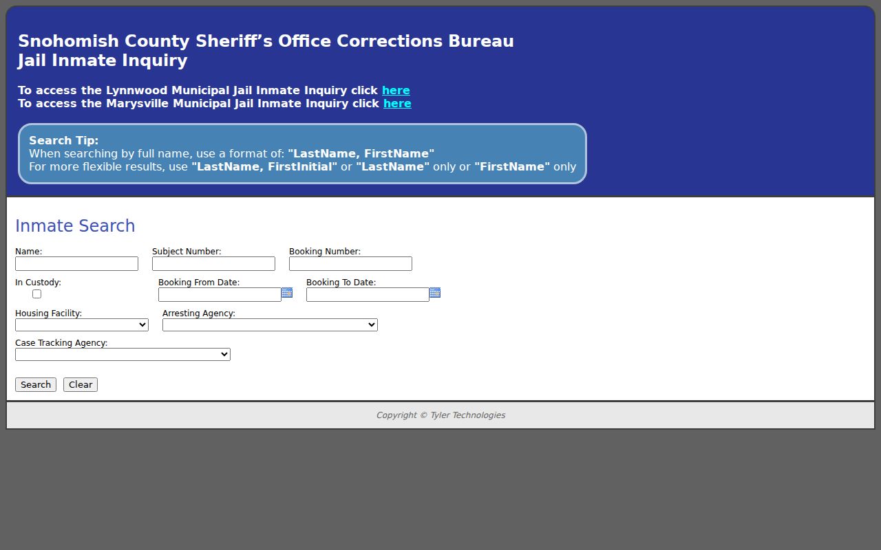 Snohomish County arrest history jail register search