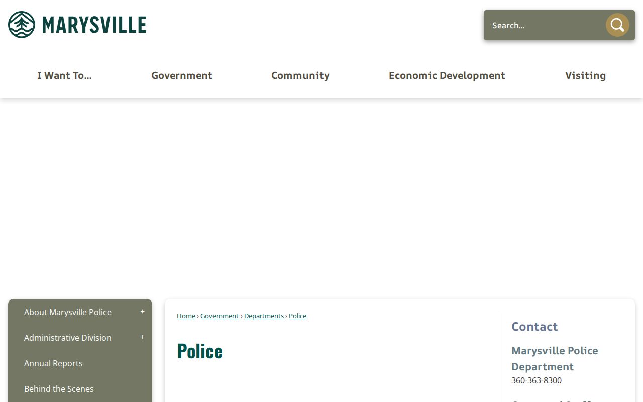 Marysville public records request page for city and police records