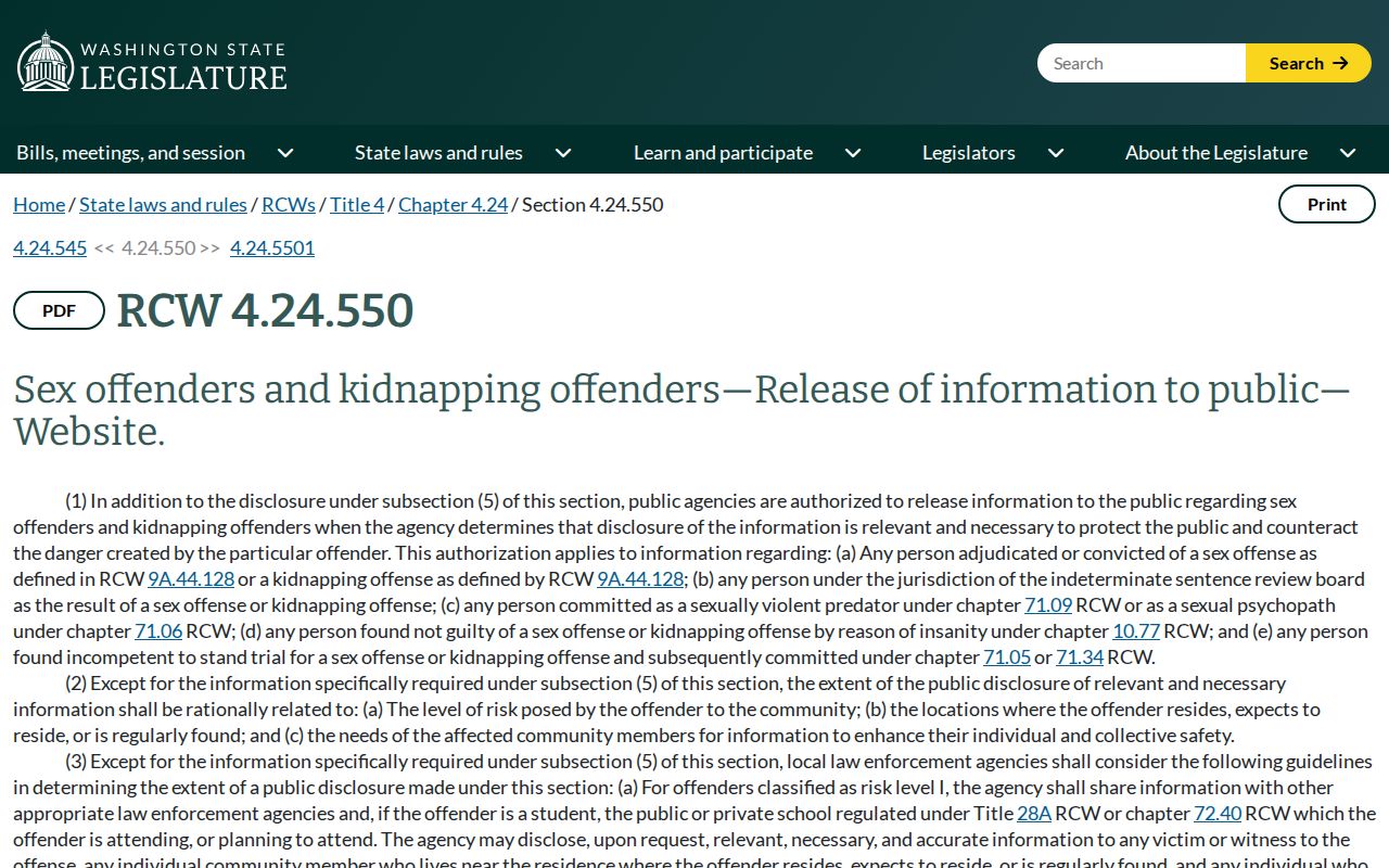 Washington community notification law for Snohomish County offender checks