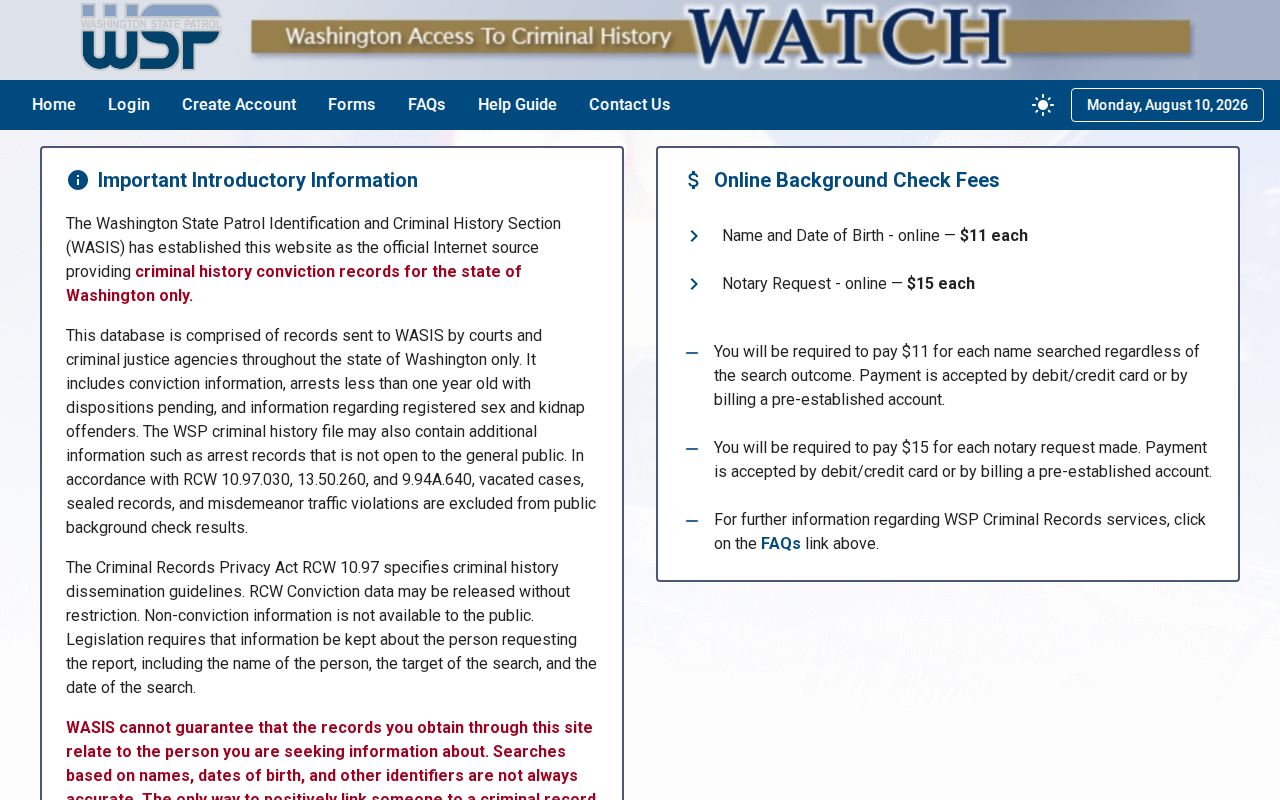Snohomish County criminal history search through Washington WATCH